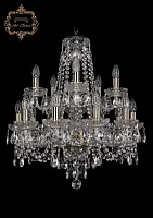 Люстра подвесная хрустальная 11.11.10+5.195.2d.Br.Sp Богемиа Арт Классик прозрачная на 15 ламп, основание бронзовое в стиле классический Люстра подвесная хрустальная 11.11.10+5.195.2d.Br.Sp Богемиа Арт Классик прозрачная на 15 ламп, основание бронзовое в стиле классический